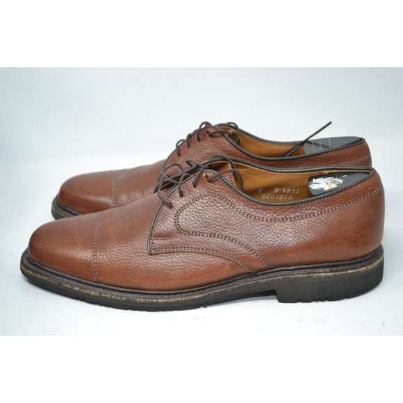ALLEN EDMONDS Becker BROWN Pebbled Leather Lace Shoes Mens 9‎ D Cap Toe Oxford main image 6